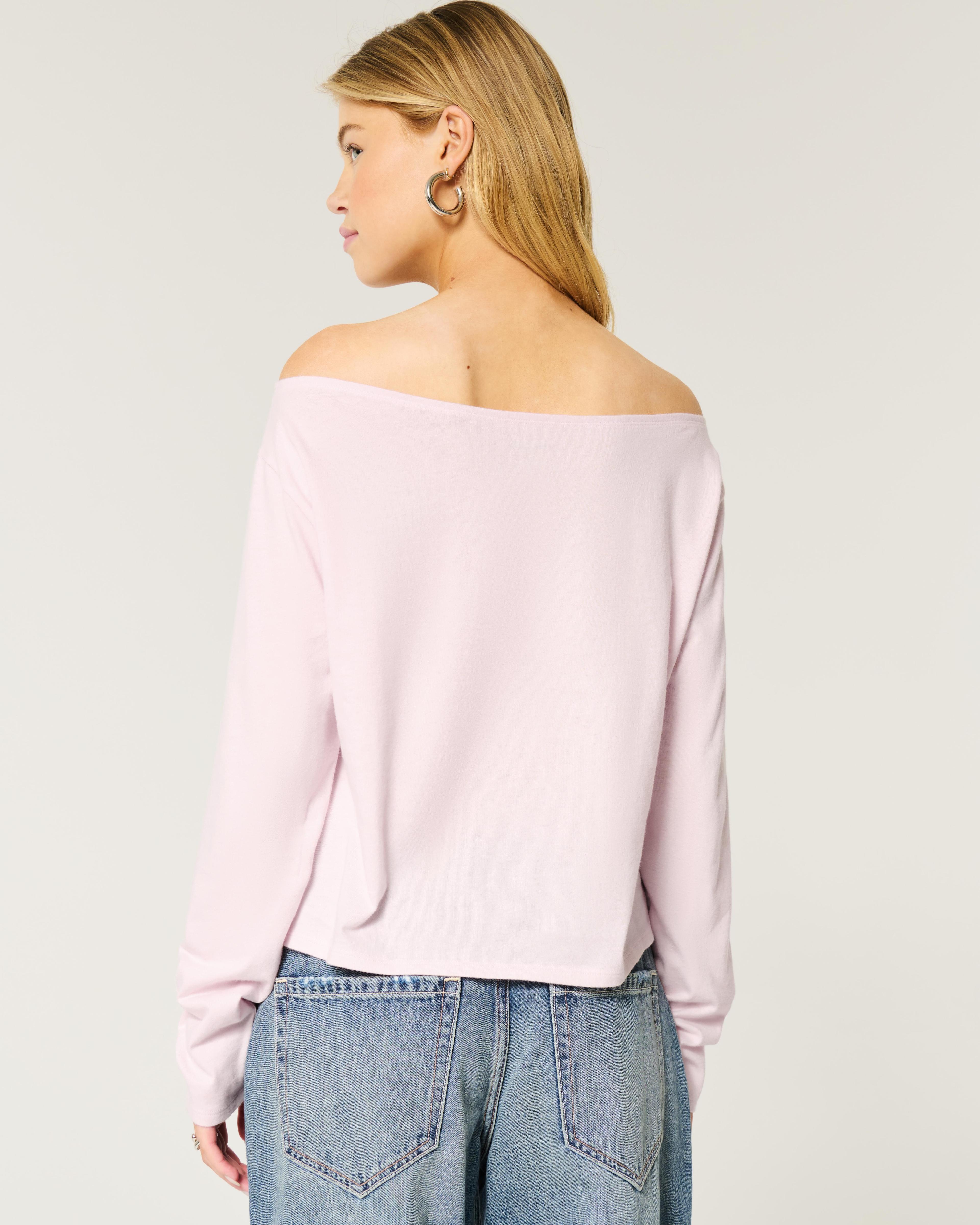 Easy Long-Sleeve Off-the-Shoulder Top Product Image