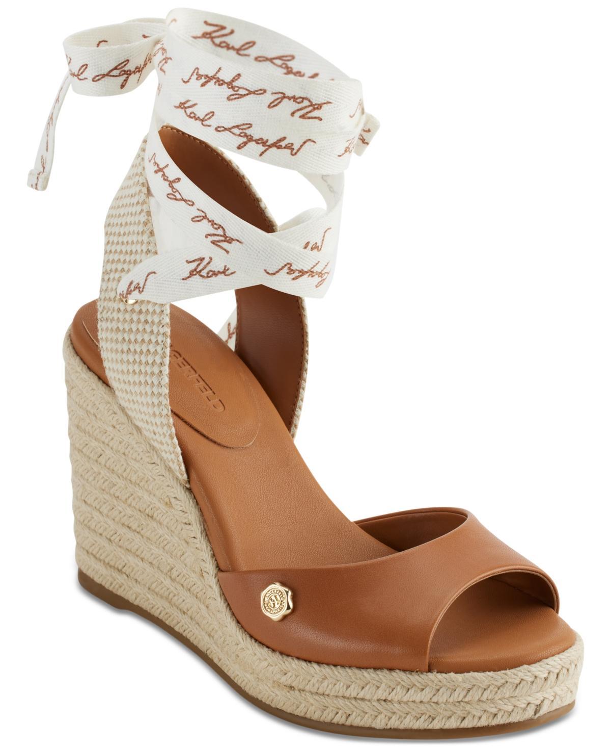 Karl Lagerfeld Paris Womens Cecelia Ankle-Tie Espadrille Platform Wedge Sandals Product Image