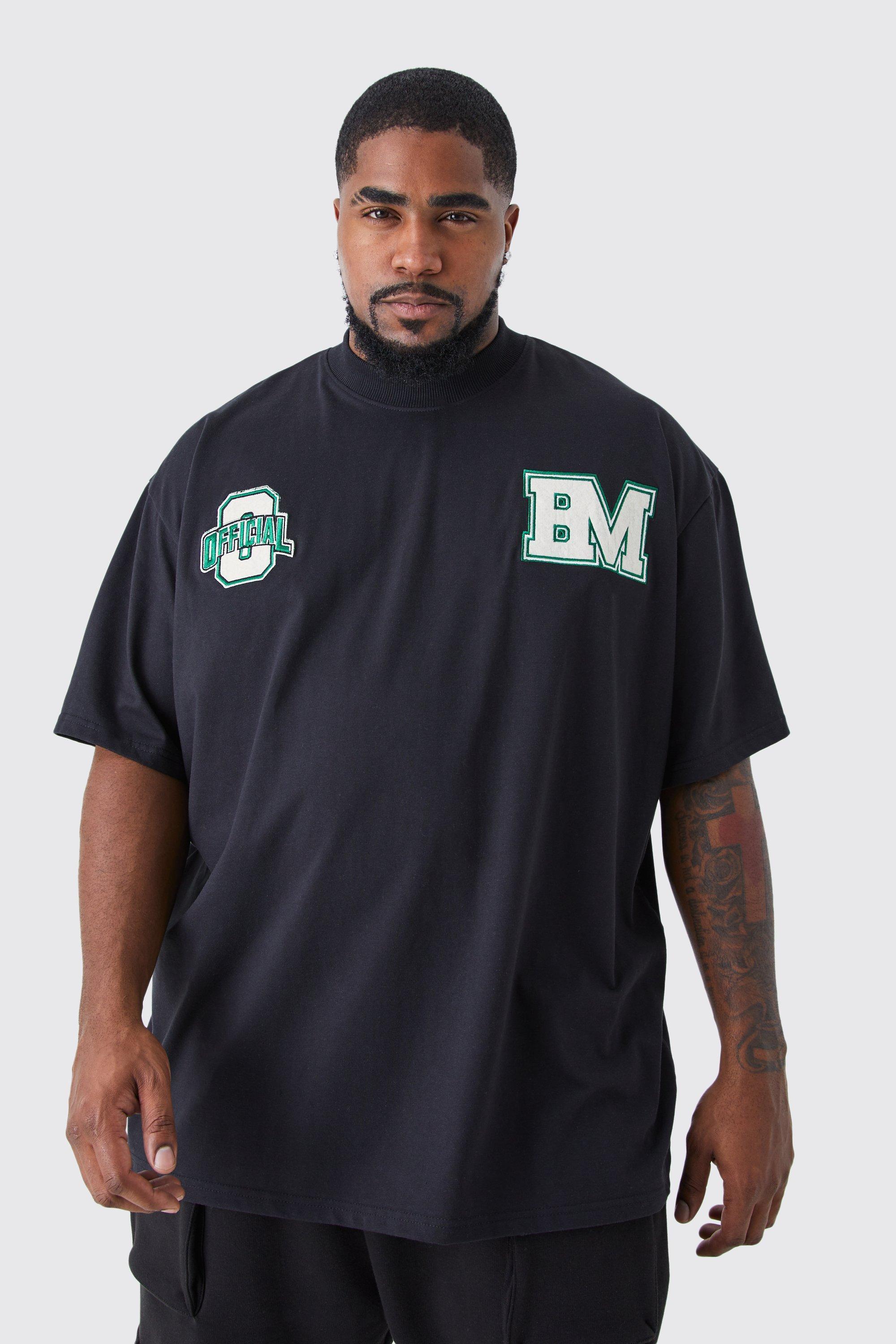 Plus Oversized Worldwide Varsity Badge T-shirt | boohooMAN USA Product Image