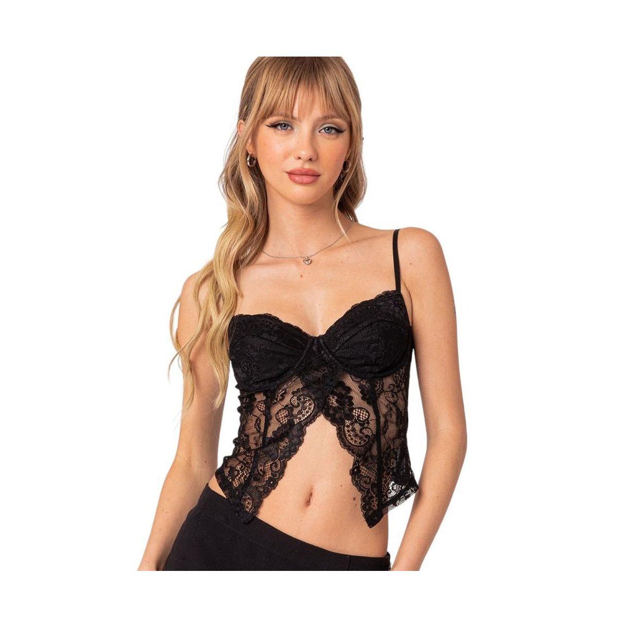 Womens Sav split front sheer lace corset top Product Image