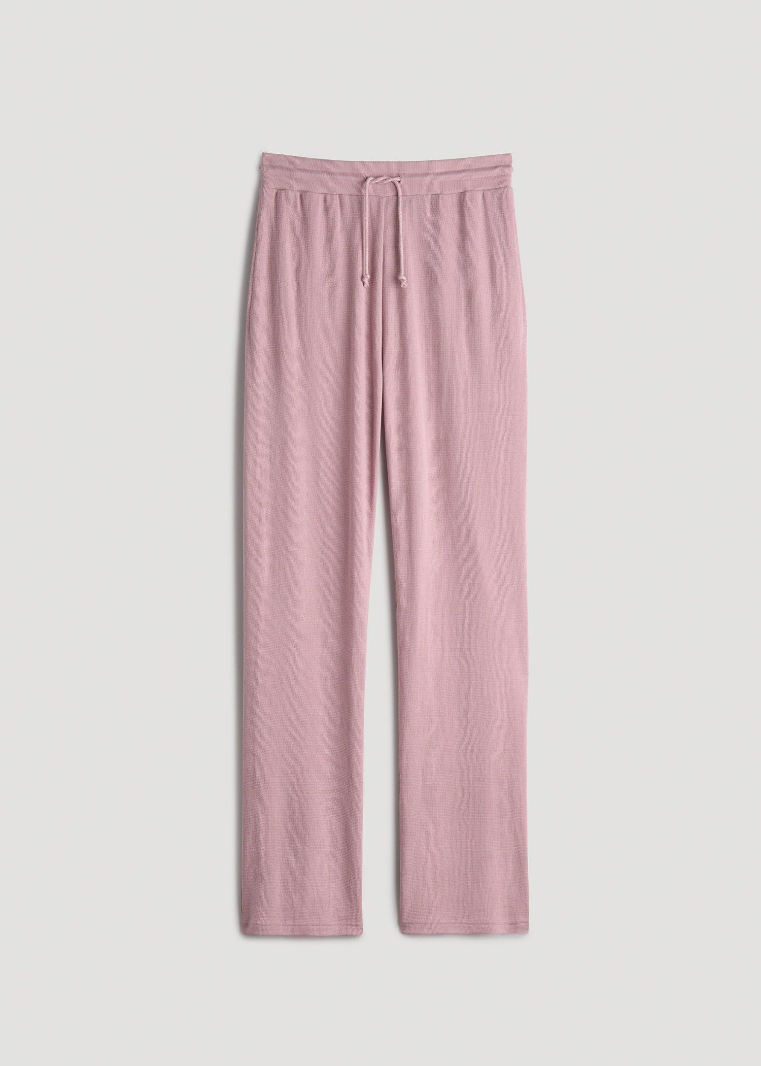 Open-Bottom Waffle Lounge Pants for Tall Women in Pink Peony Product Image