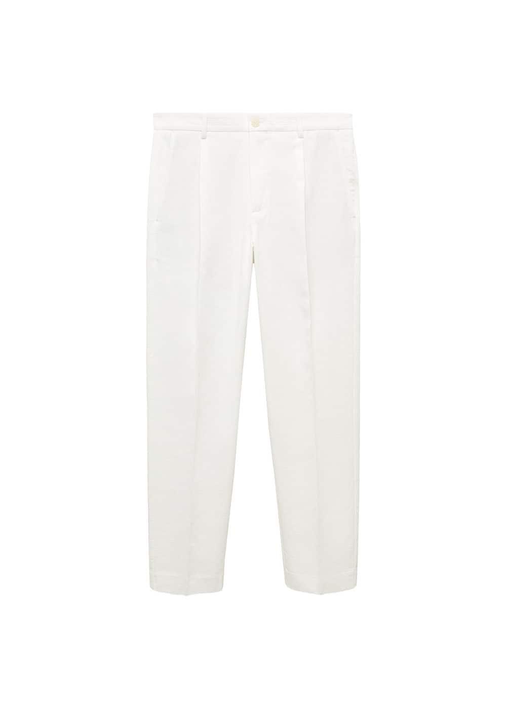 MANGO MAN - Slim fit trousers with pleated texture off whiteMen Product Image