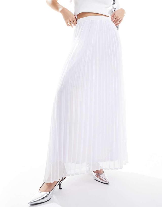 4th & Reckless chiffon pleated maxi skirt in white Product Image