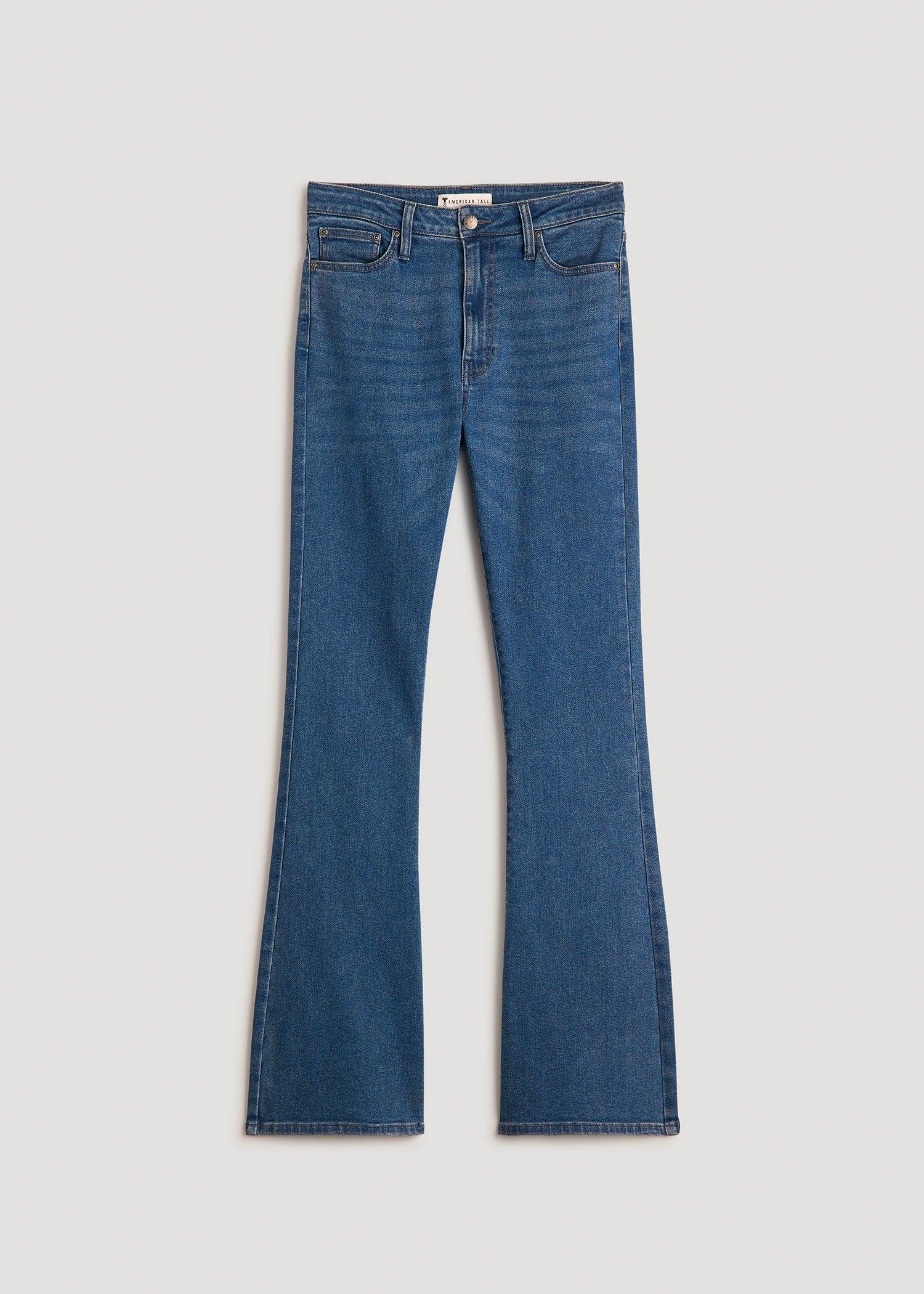 Chloe High Rise Flare Jeans for Tall Women in Washed Medium Indigo Product Image