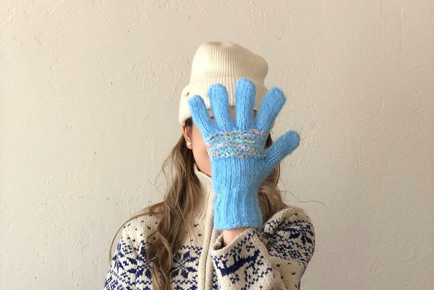 Melange Knit Gloves Product Image