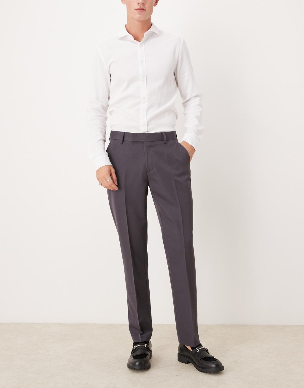 ASOS DESIGN smart slim fit pants in charcoal Product Image