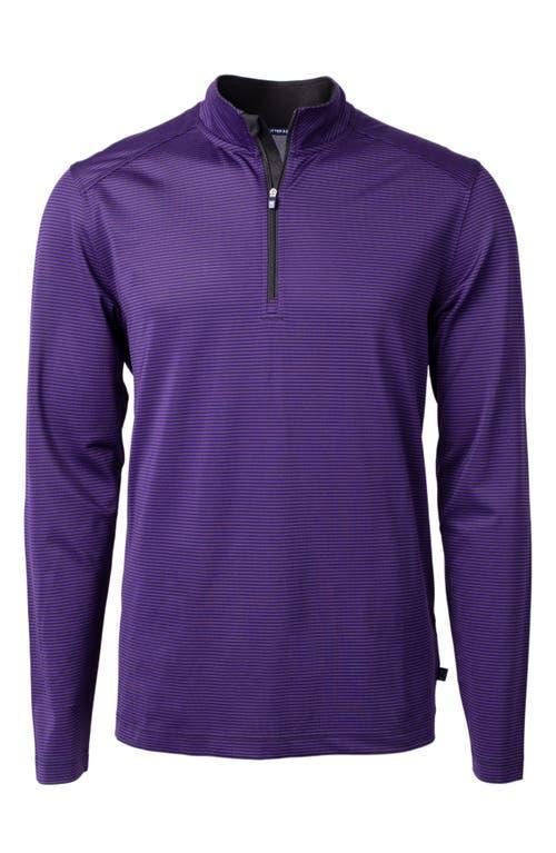 Cutter  Buck Virtue Eco Pique Micro Stripe Mens Quarter Zip Shirt Product Image