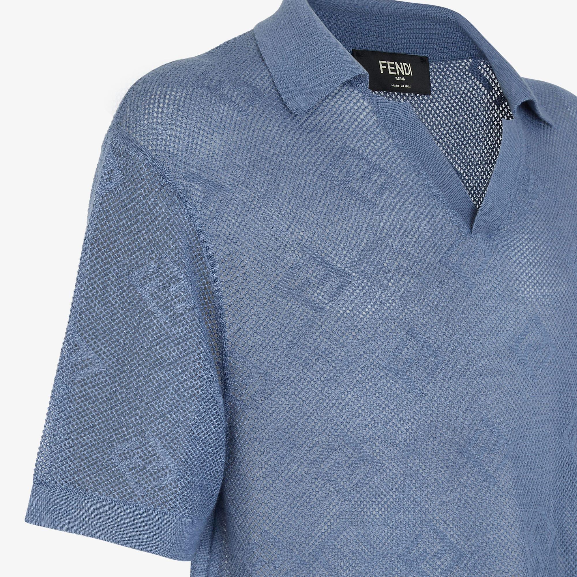 Polo shirtBlue cashmere and silk polo shirt Product Image