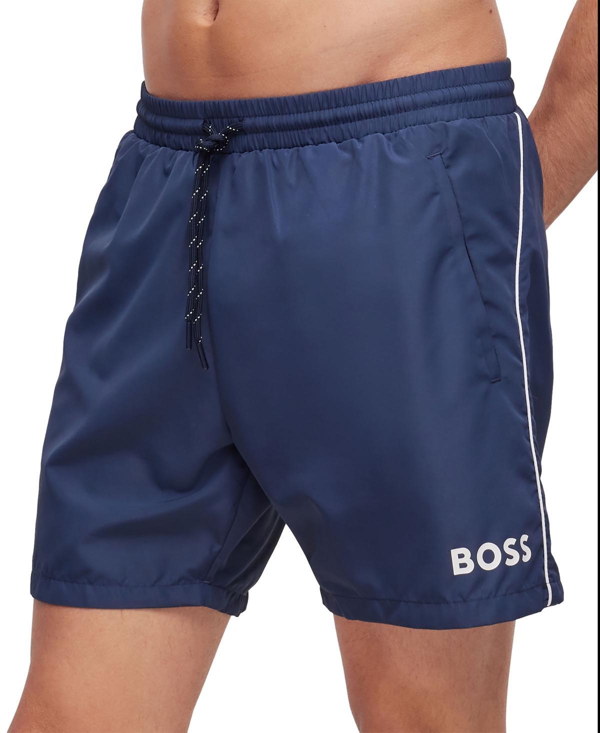 Mens Quick-Drying Swim Shorts with Logo and Piping Product Image