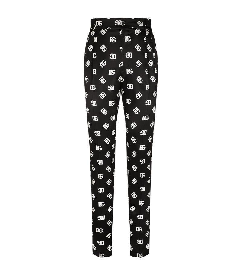 Silk All-over Logo Trousers In Black Product Image