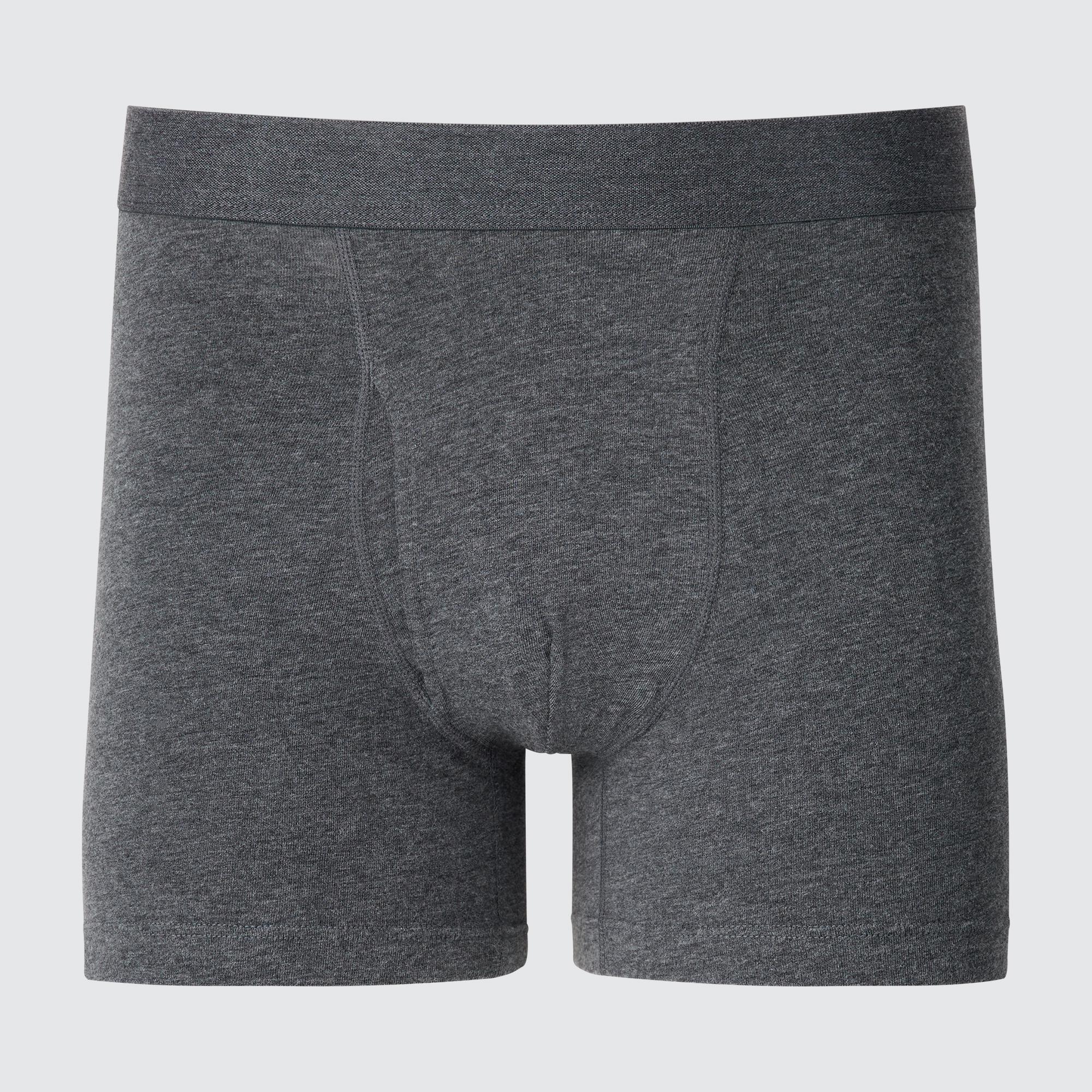 Mens Cotton Boxer Briefs with Deodorizing Gray Small UNIQLO US Product Image