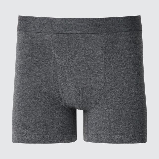 Mens Cotton Boxer Briefs with Deodorizing Gray Large UNIQLO US Product Image