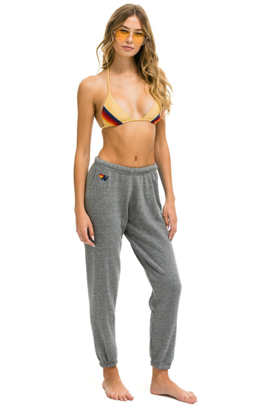 5 STRIPE SWEATPANTS - HEATHER GREY // BLUE Female Product Image