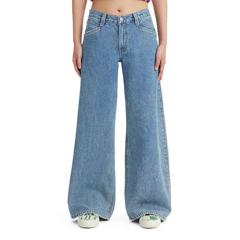 Levis Womens Light Indigo Ripped 94 Baggy Wide Leg Jeans Product Image