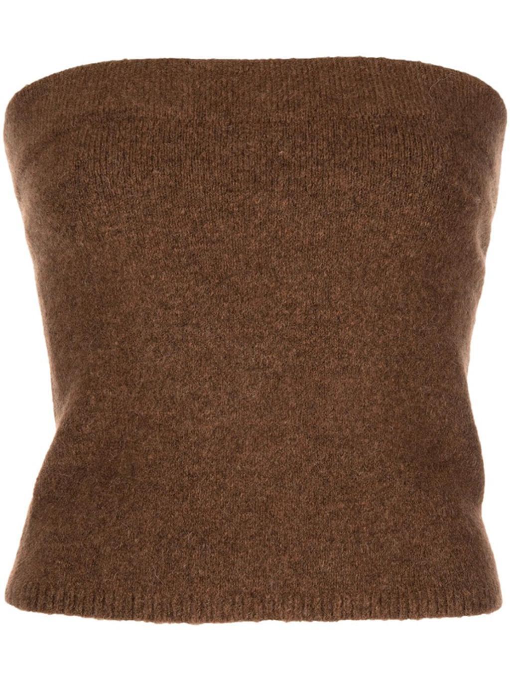 VINCE Strapless Wool & Alpaca-blend Top In Tobacco Product Image