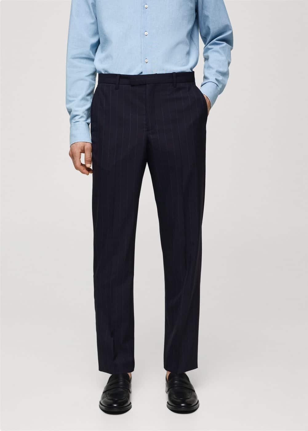 MANGO MAN - Pinstripe virgin wool suit trousers dark navyMen Product Image