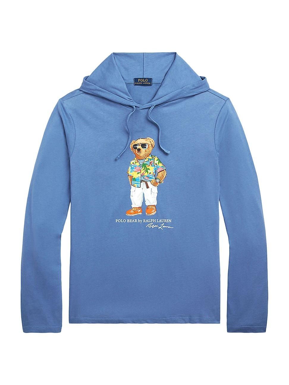 Mens Bear Cotton Hooded Long-Sleeve T-Shirt Product Image