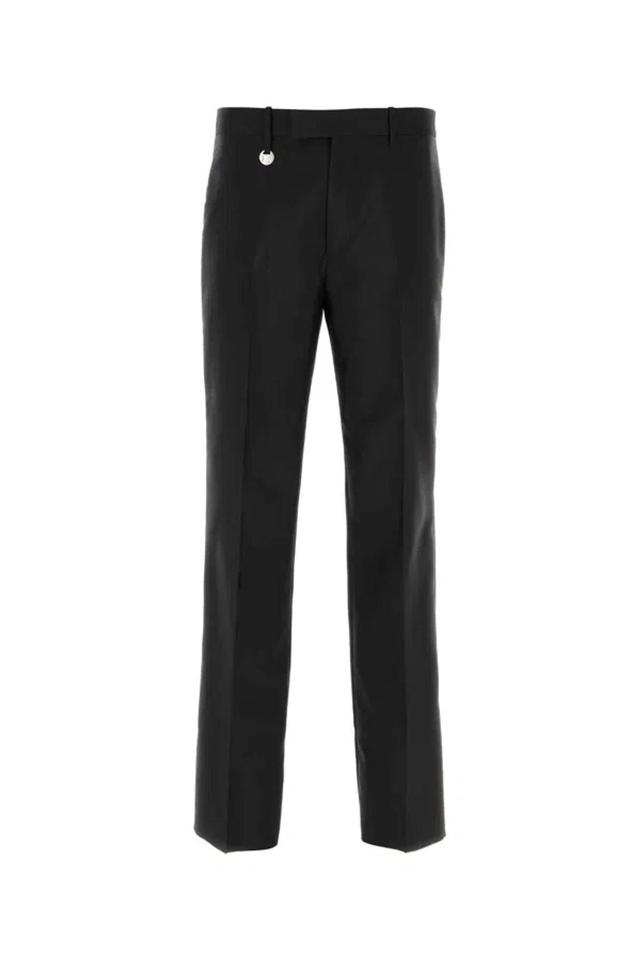 BURBERRY Wide-leg Wool Blend Pants For Men In Black Product Image