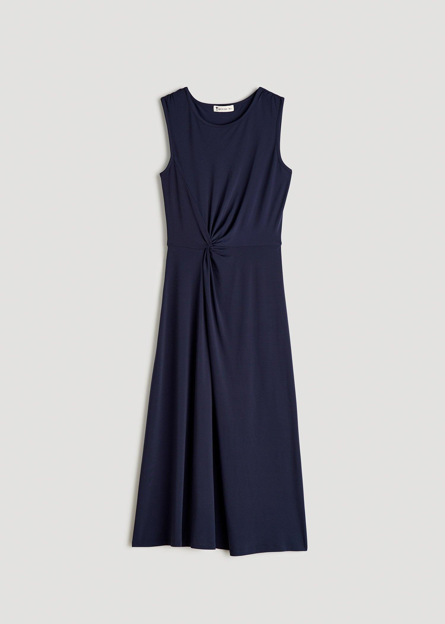 Sleeveless Knot Front Dress for Tall Women in Navy Female Product Image