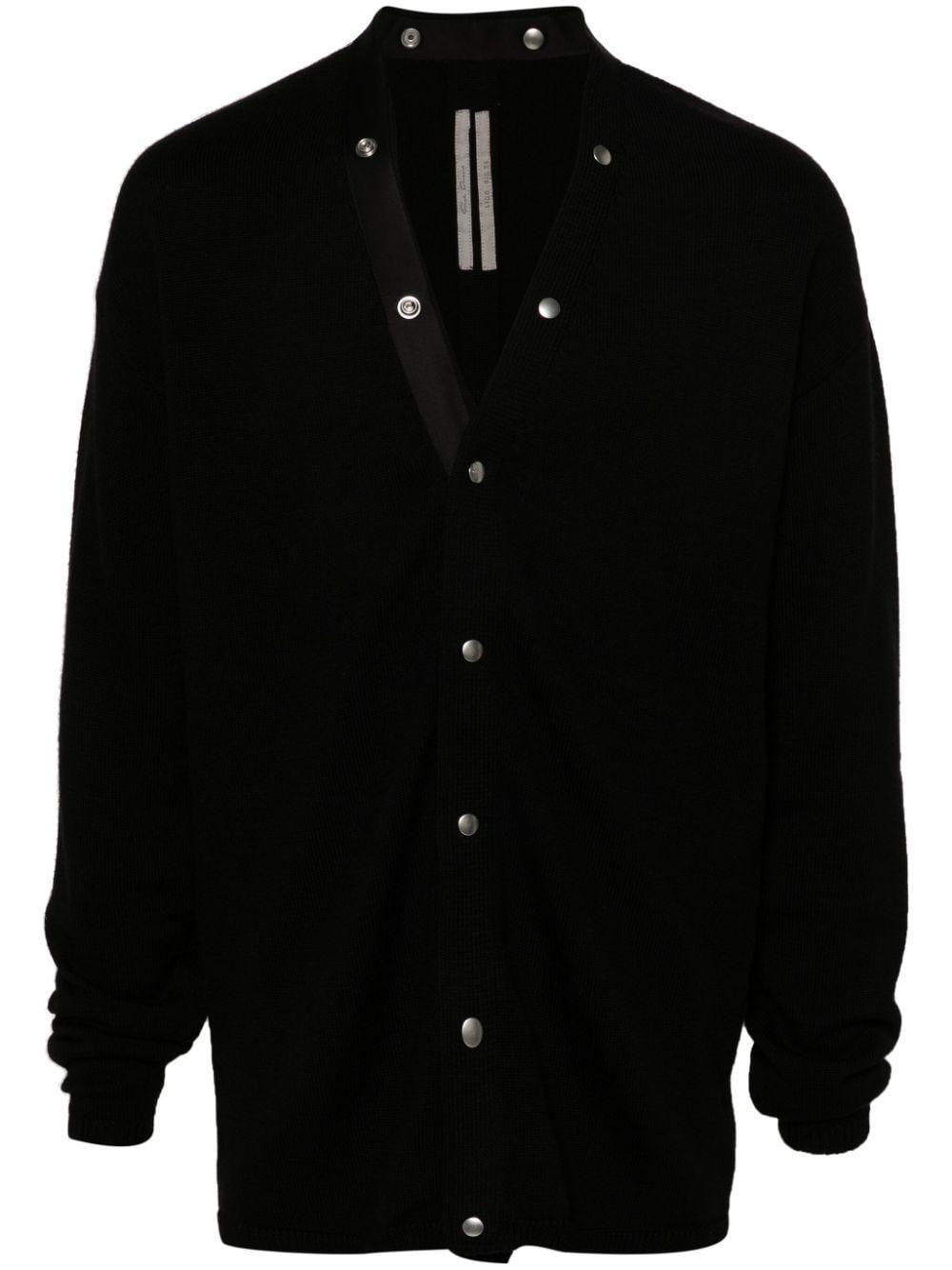 RICK OWENS Decorative Buttons Virgin-wool Cardigan In Nero Product Image