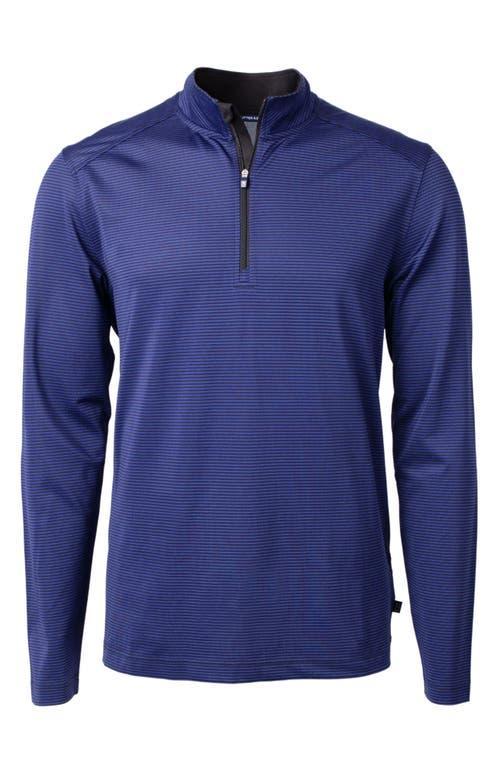 Cutter  Buck Virtue Eco Pique Micro Stripe Mens Quarter Zip Shirt Product Image