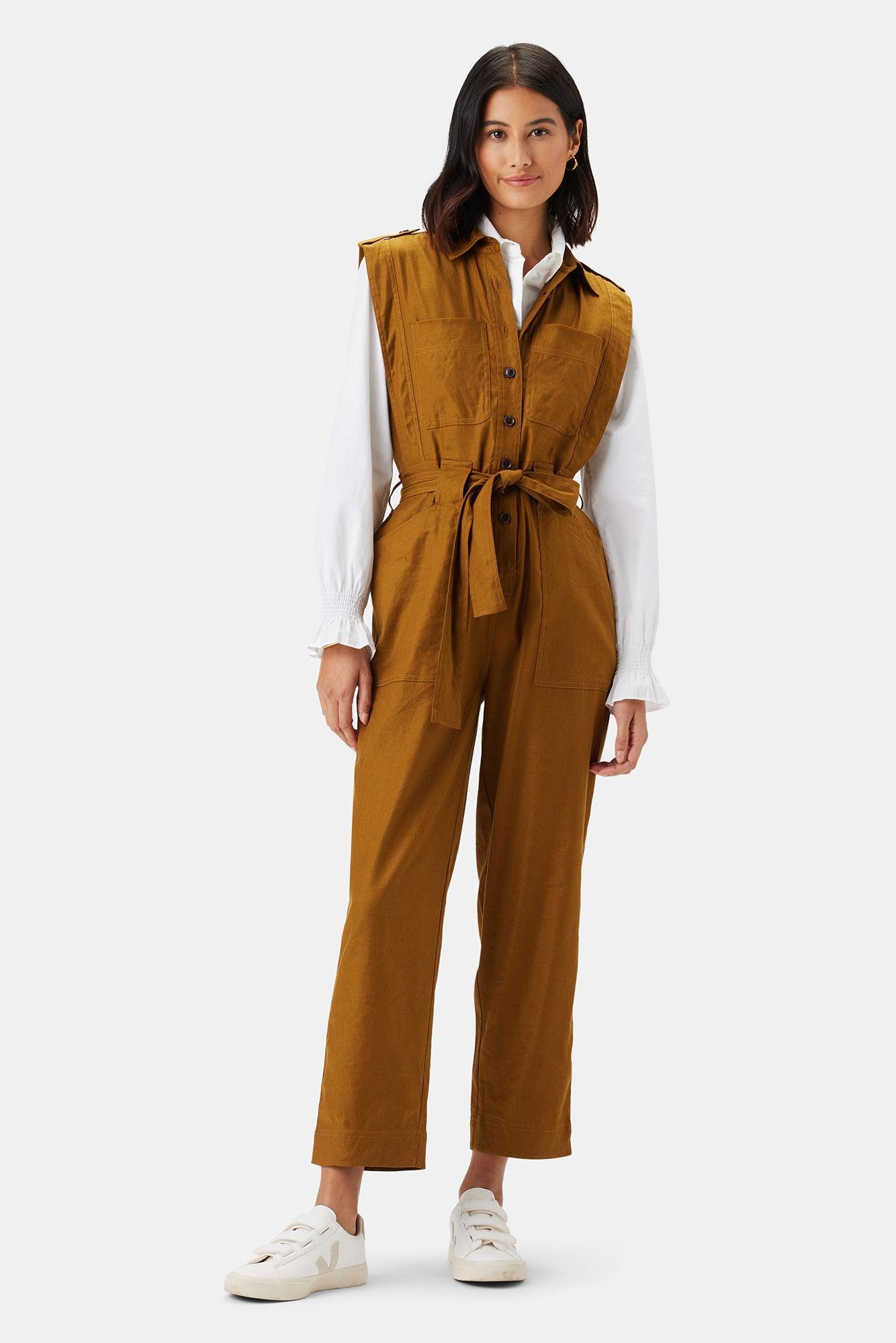 Sienna Femme Fete Stretch Jumpsuit - Spice Brown Product Image