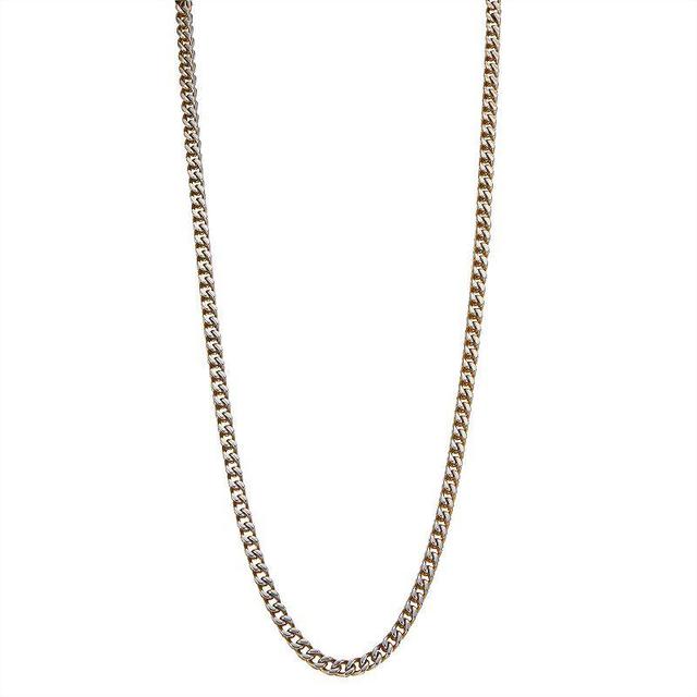 Two Tone Stainless Steel Franco Chain Necklace, Mens Yellow Product Image