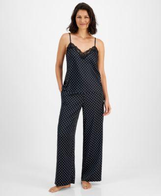 I.n.c. International Concepts Womens Lace-Trim Dotted Tank Top & Pajama Pants Set, Created for Macys Product Image