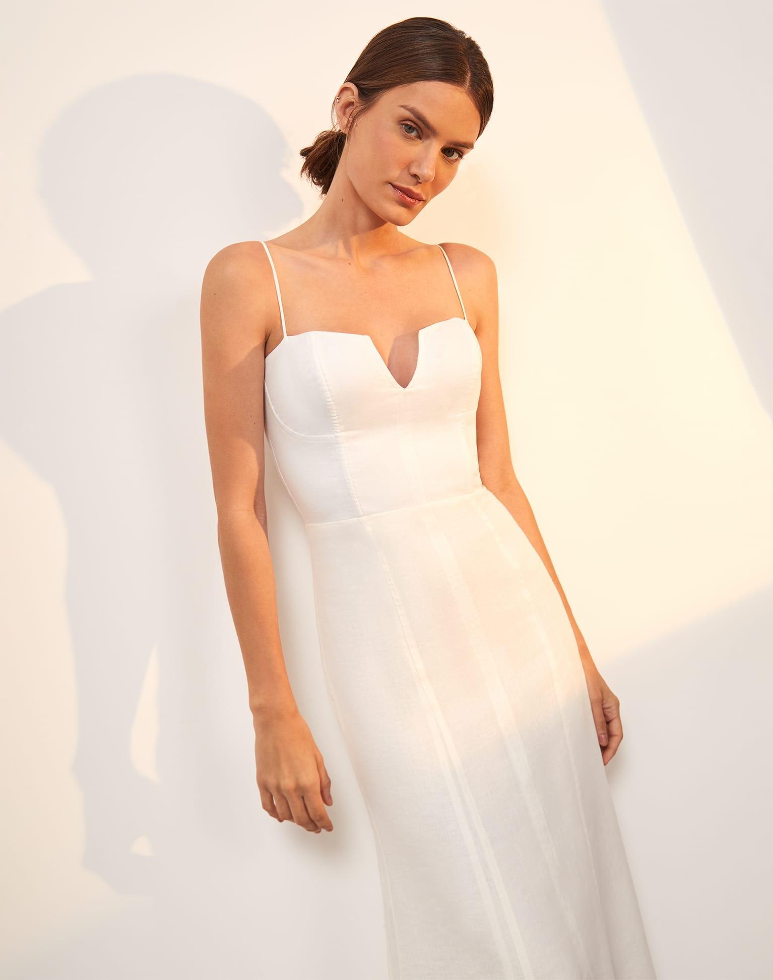 Lilith Detail Long Dress - Off White Product Image