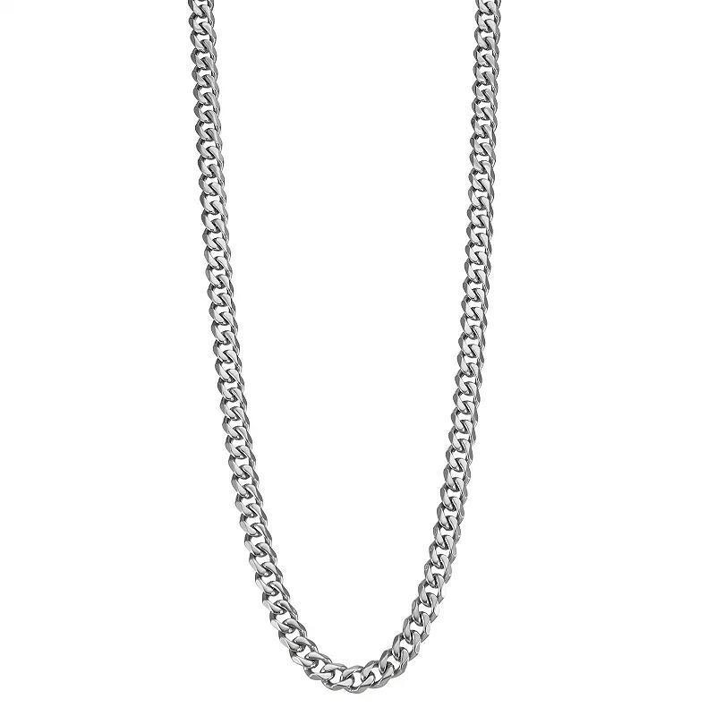 Mens Stainless Steel Cuban Chain Necklace Black Product Image