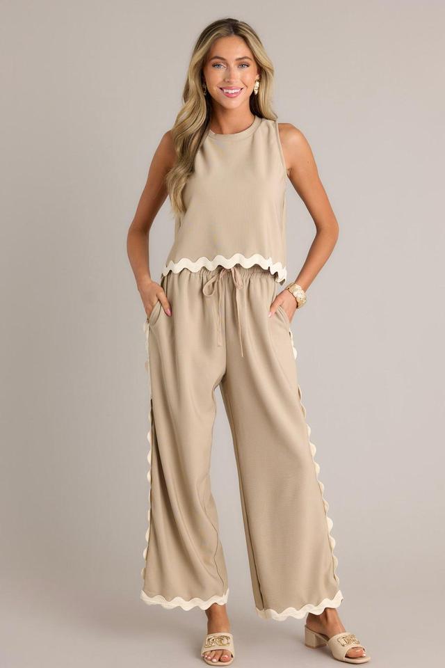 Breezy Charm Taupe Ricrac Pants Product Image