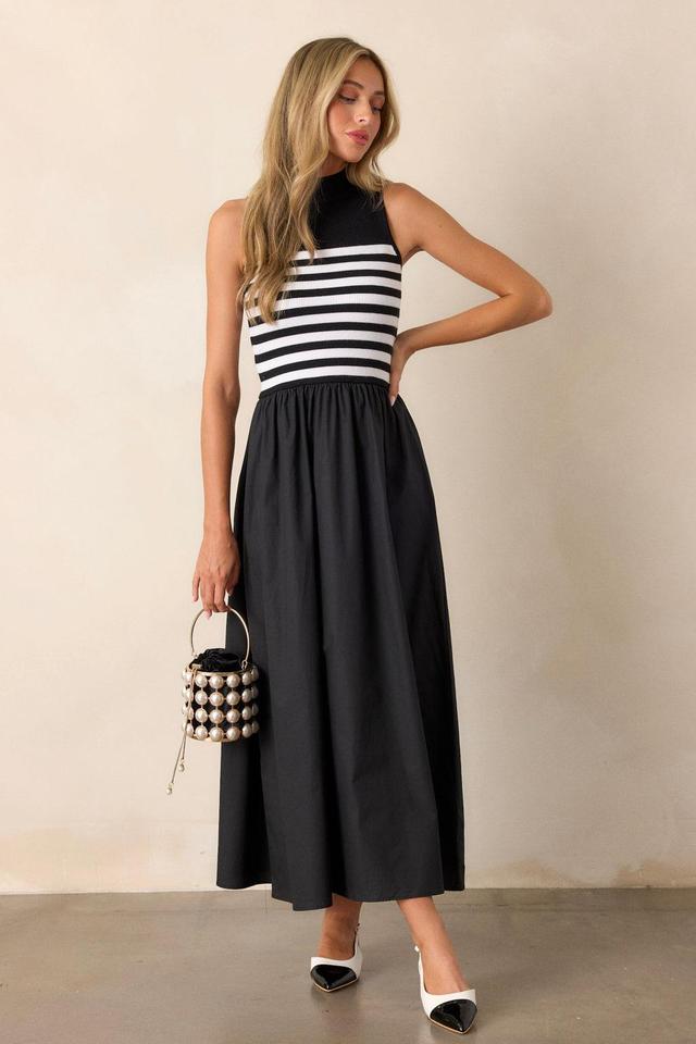 Timeless Treasures Black Sleeveless Striped Maxi Dress Product Image