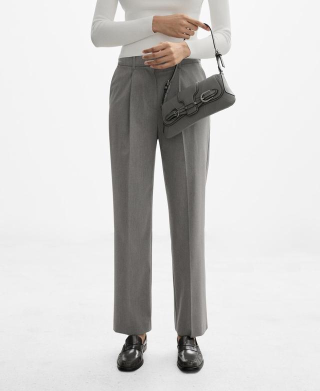 Mango Womens Pleat Straight Trousers Product Image