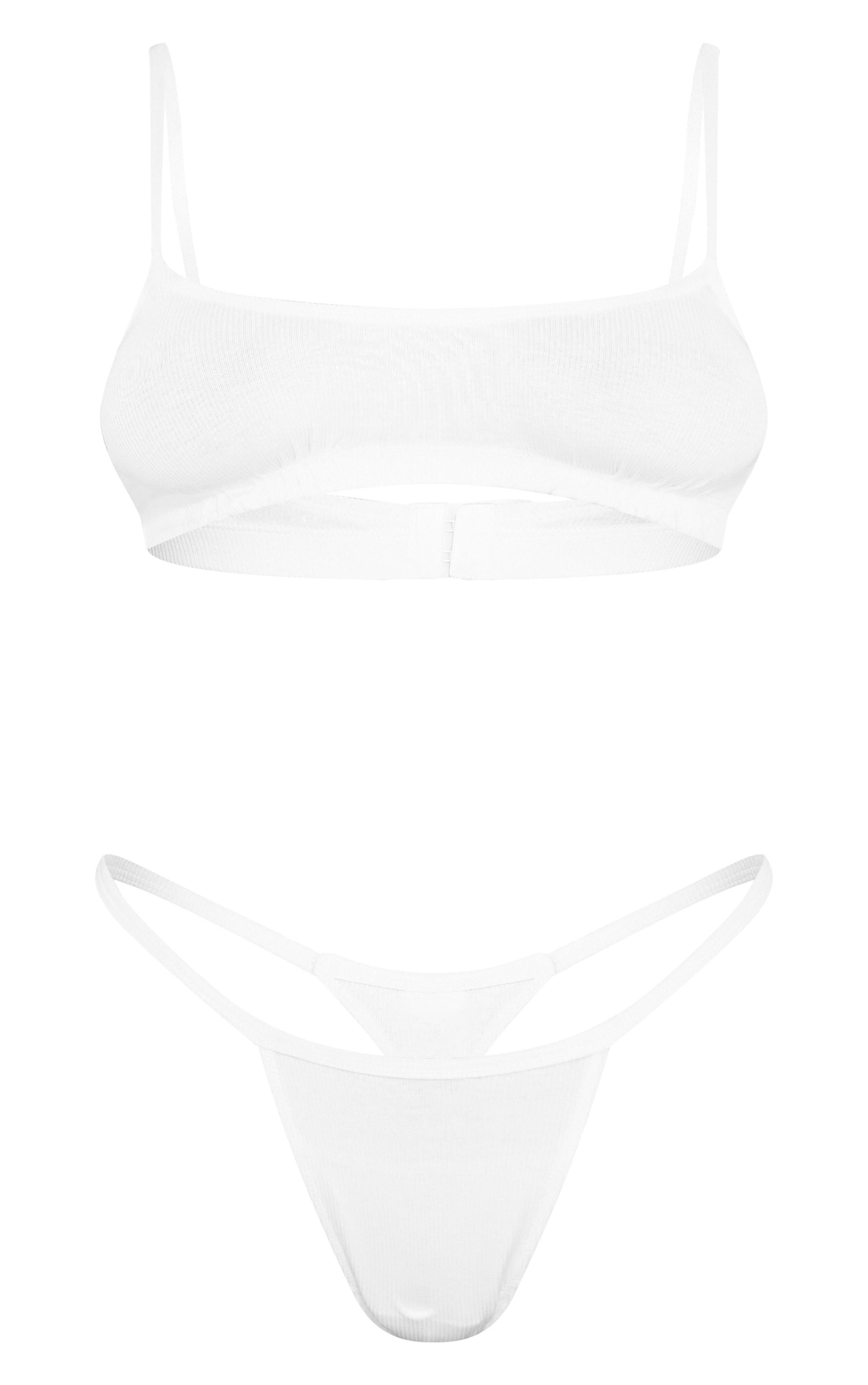 Cream Jersey Ribbed Lingerie Set Product Image