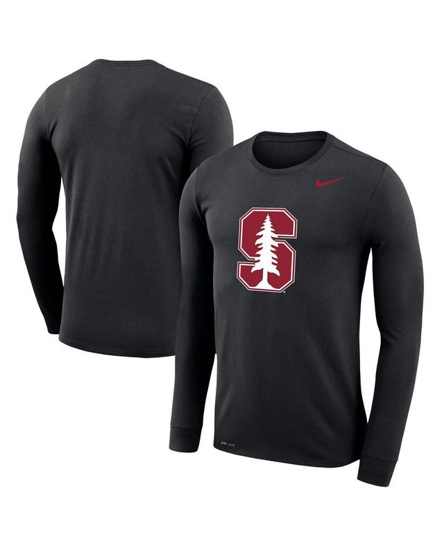 Mens Nike Black Stanford Cardinal School Logo Legend Performance Long Sleeve T-Shirt STF Black Product Image