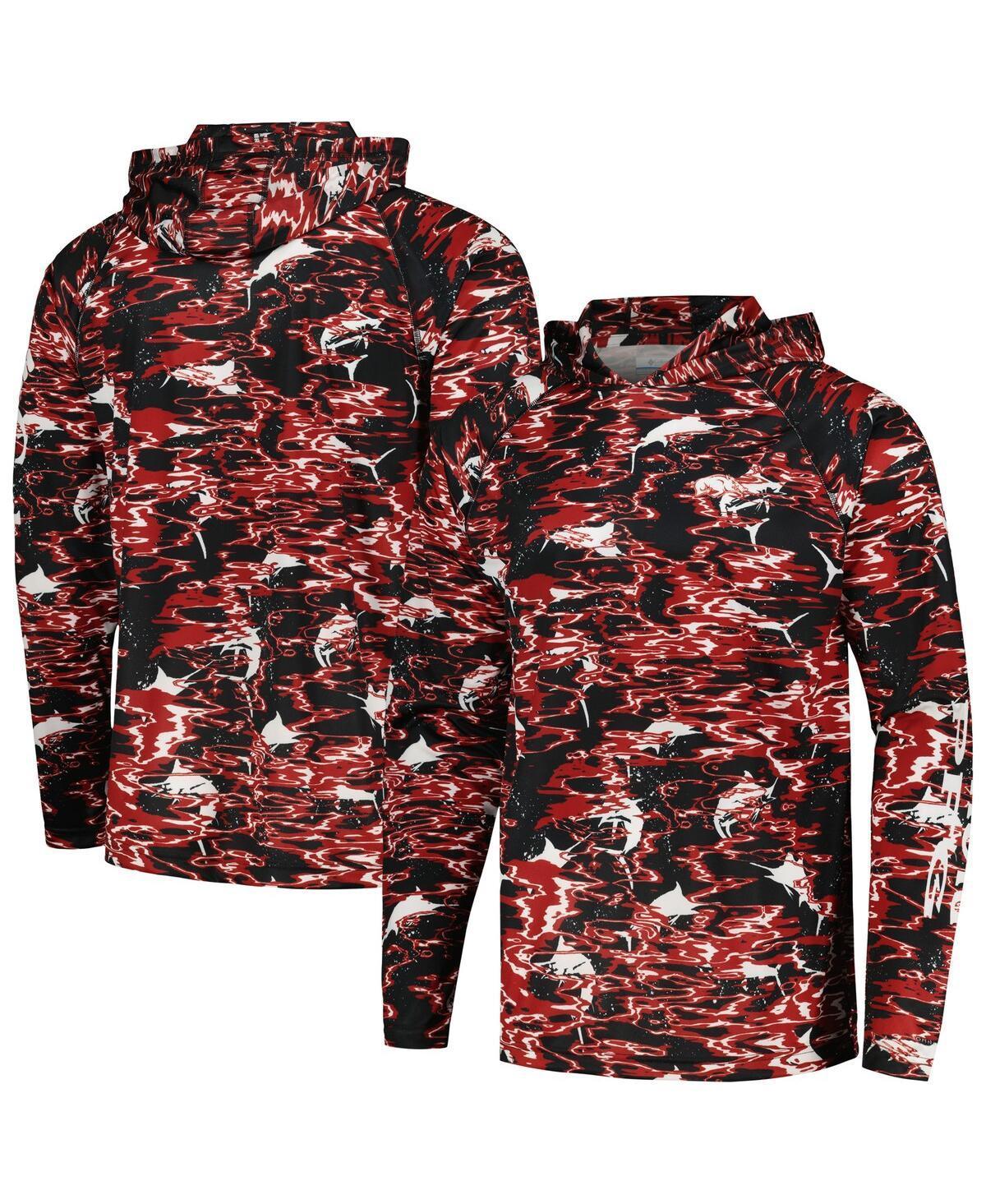 Mens Columbia Arkansas Razorbacks PFG Terminal Tackle Omni-Shade Rippled Long Sleeve Hooded T-Shirt Product Image