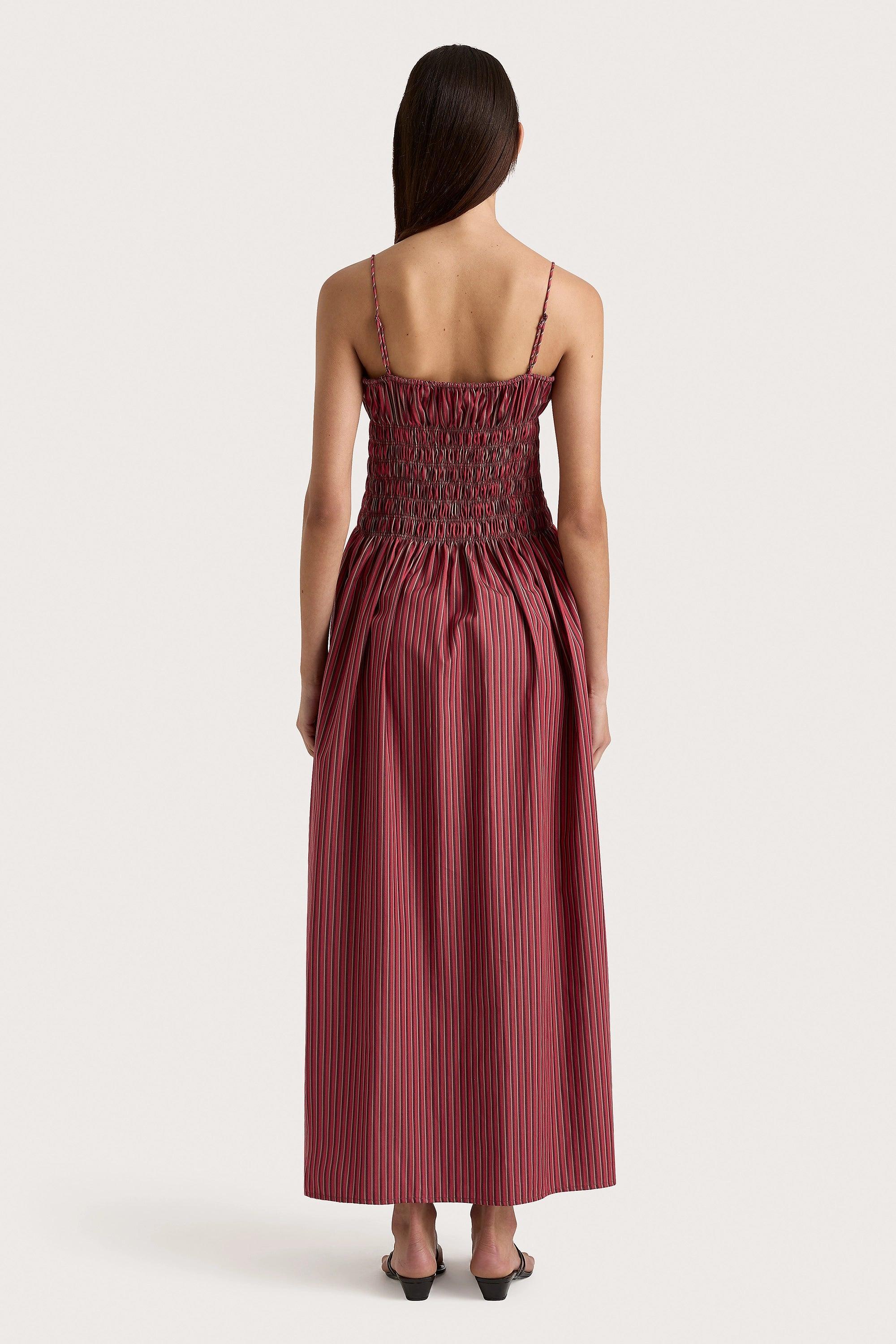 Aya String Maxi Dress Wine Stripe Product Image