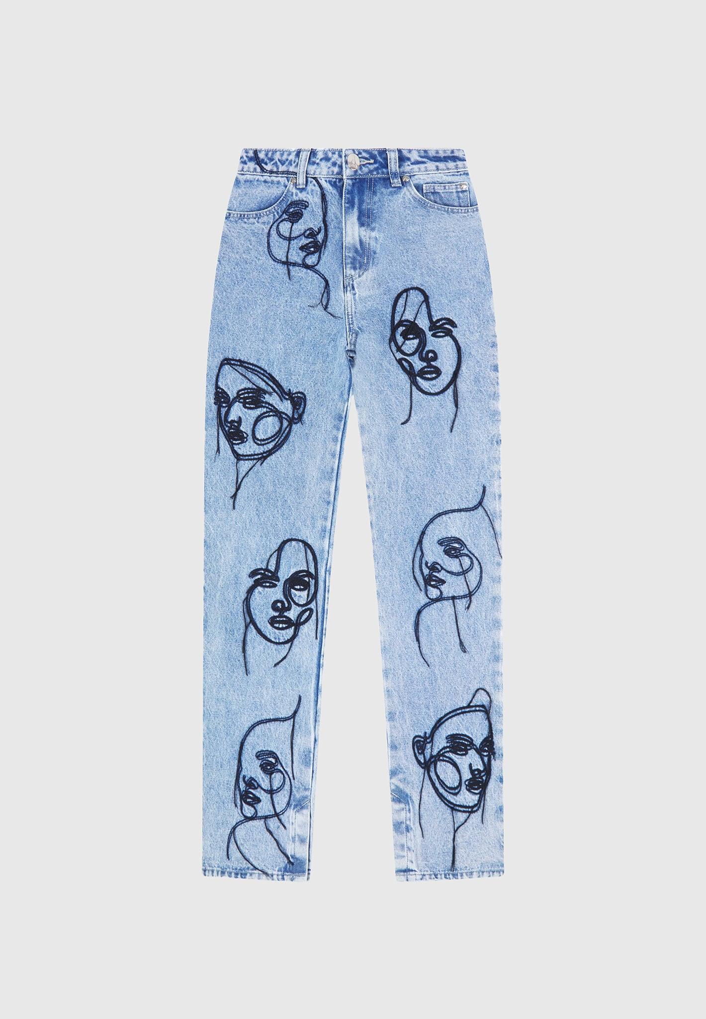 Line Art Boyfriend Jeans - Mid Blue Female Product Image