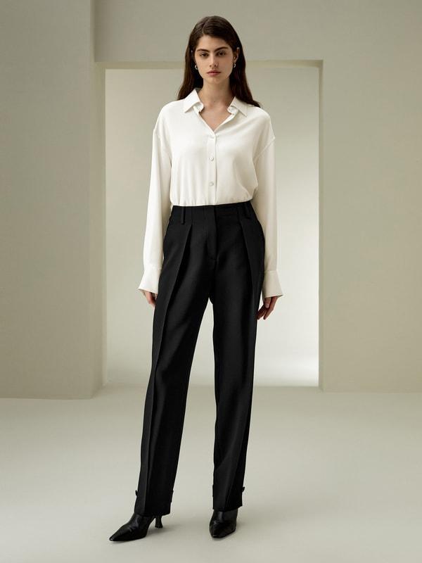 Wool Silk Blend Barrel Pants Product Image