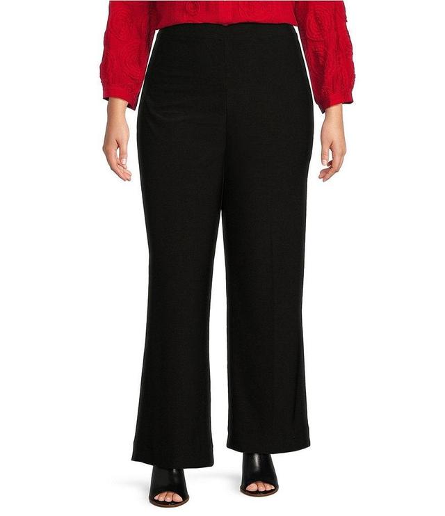 John Mark Plus Size Woven Stretch Wide-Leg Pull-On Pants Product Image