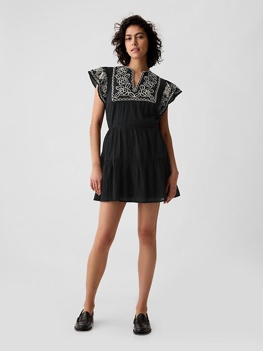 Crinkle Gauze Embroidered Mini Dress Product Image