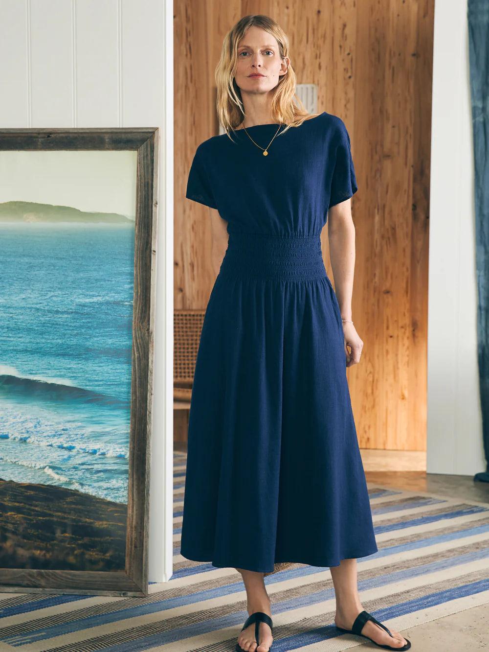 Coast To Coast Midi Dress - Navy Female Product Image