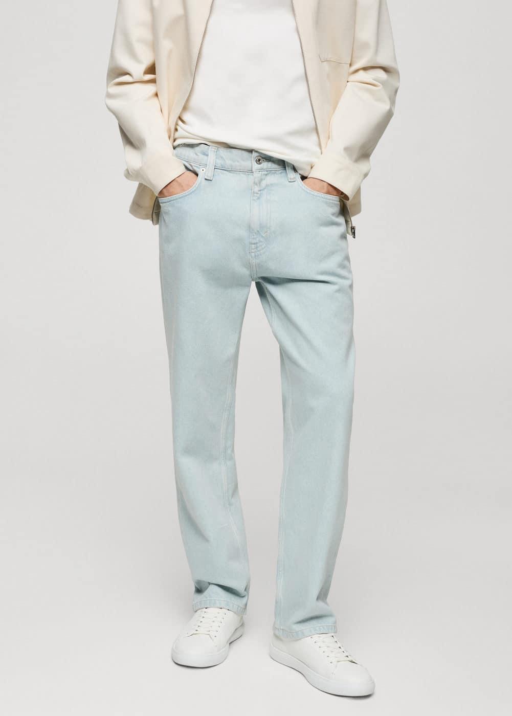 MANGO MAN - Relaxed fit washed effect jeans bleach blueMen Product Image