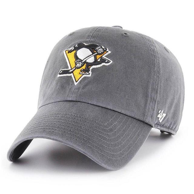 Mens 47 Charcoal Pittsburgh Penguins Clean Up Adjustable Hat Product Image