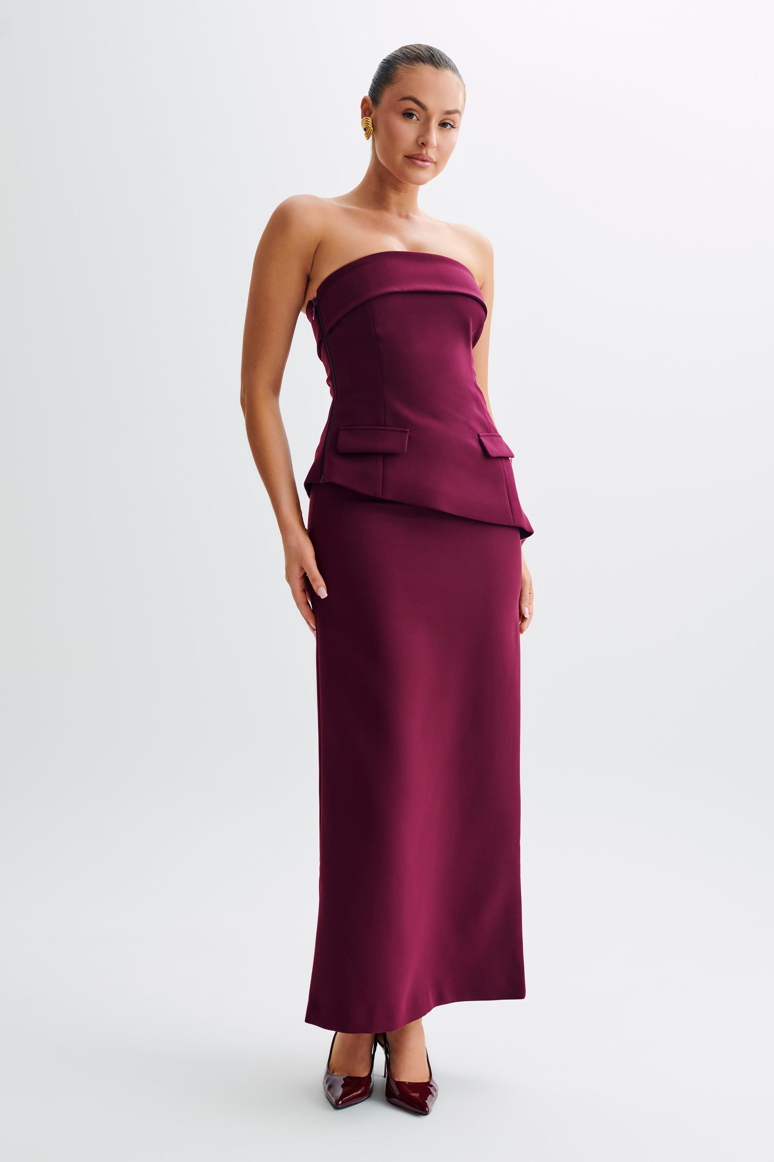 Micah Suiting Strapless Top - Plum Product Image