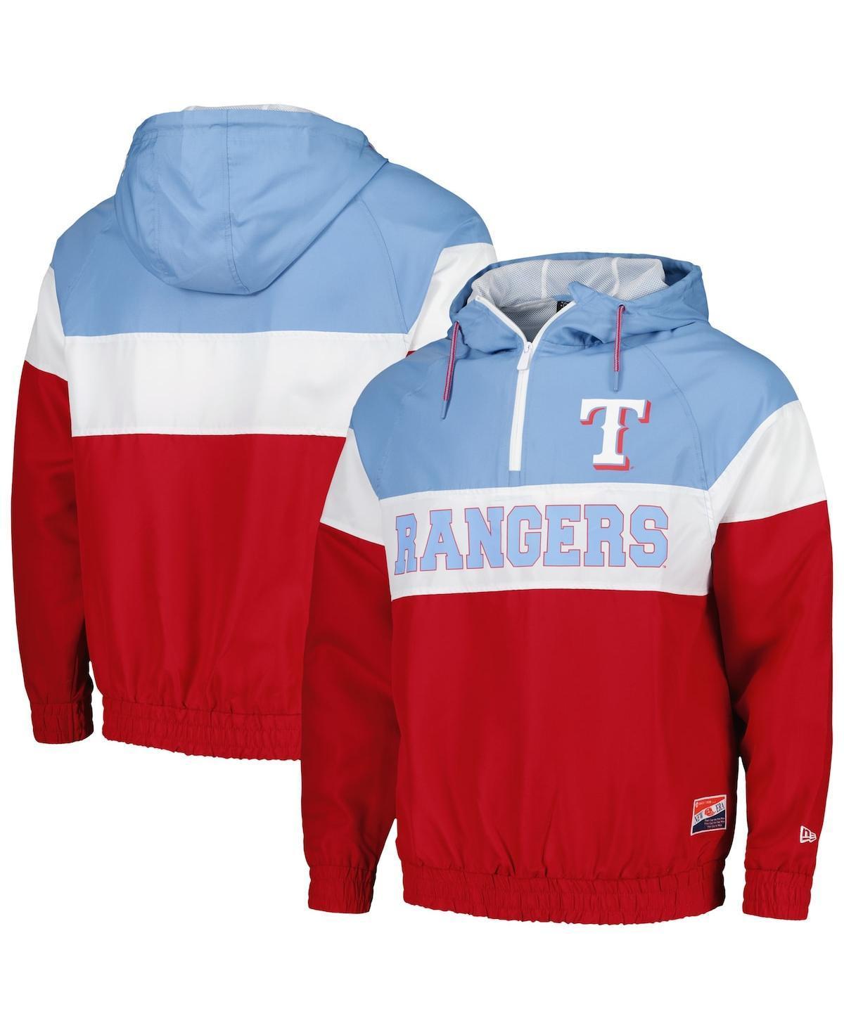 Mens New Era Texas Rangers Ripstop Raglan Quarter-Zip Hoodie Windbreaker Jacket Product Image