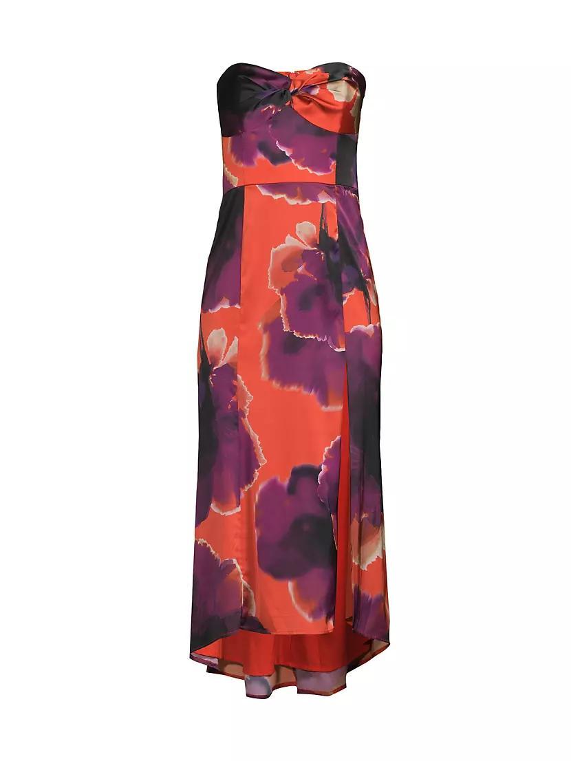 Bristol Floral Satin Strapless Maxi Dress Product Image