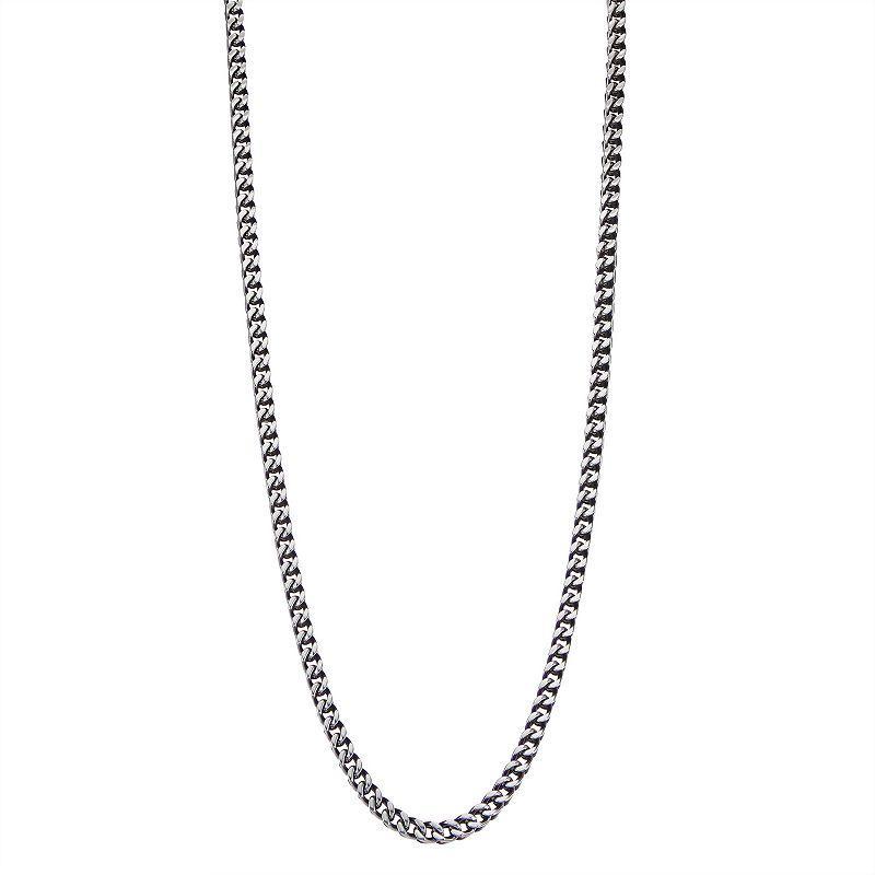 Two Tone Stainless Steel Franco Chain Necklace, Mens Blue Product Image