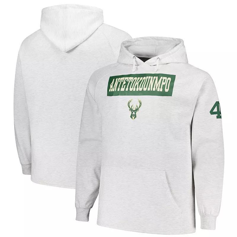 Mens Profile Giannis Antetokounmpo Ash Milwaukee Bucks Big & Tall Player Double Face Tri-Blend Pullover Hoodie Product Image