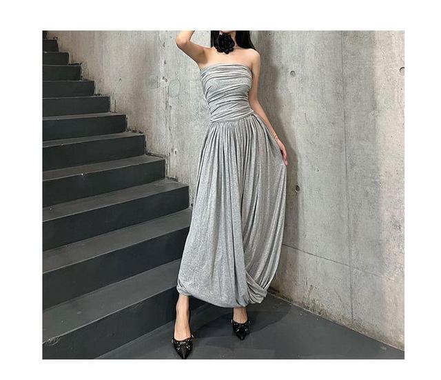 Ruched Maxi A-Line Tube Dress Product Image